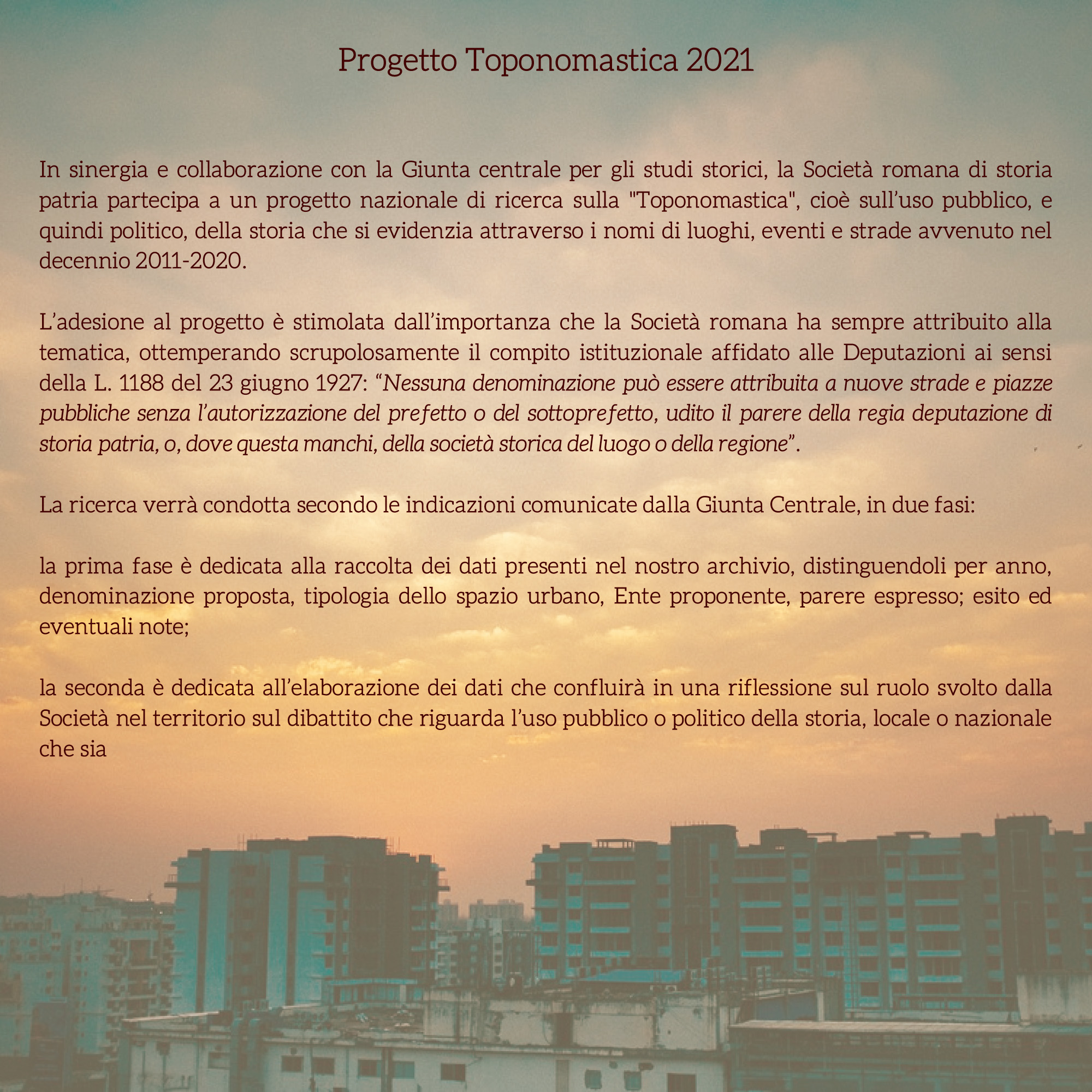 Progetto Toponomastica 2021